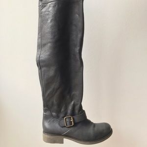 Vintage dark grey/rustic black over-the-knee boots
